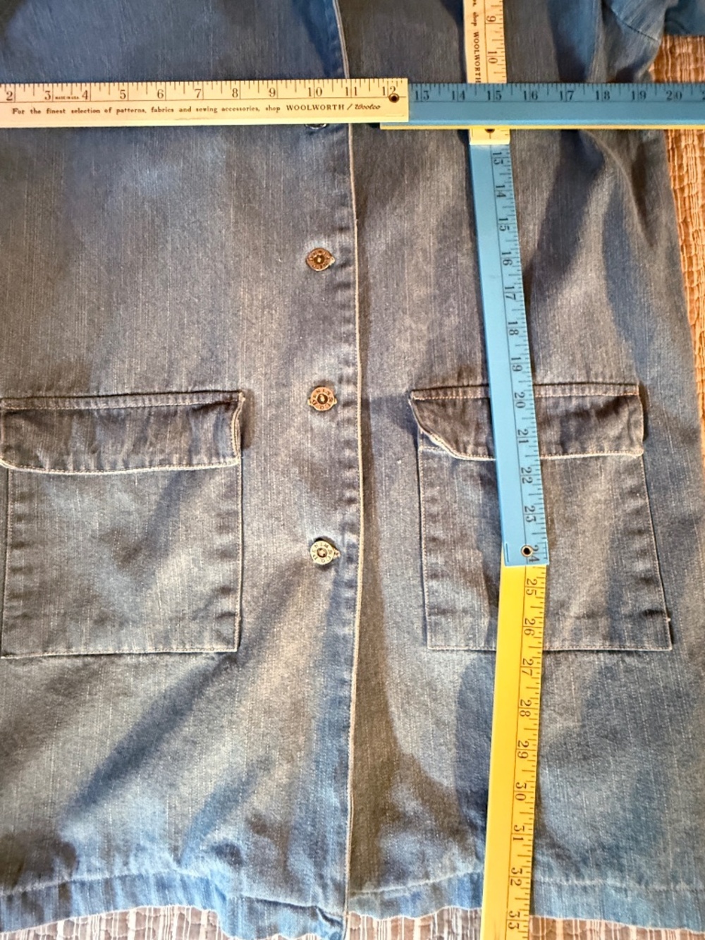 Denim & Co. Heavy Denim Jacket Vintage Med. Wash Pockets Lined 100% Cotton M - Picture 10 of 11